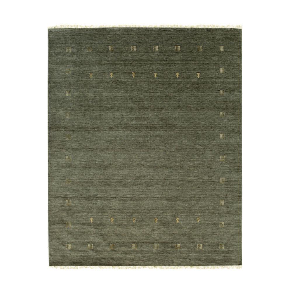 EORC Green Hand Knotted Wool Contemporary Lori Baft Rug, 9' x 12'