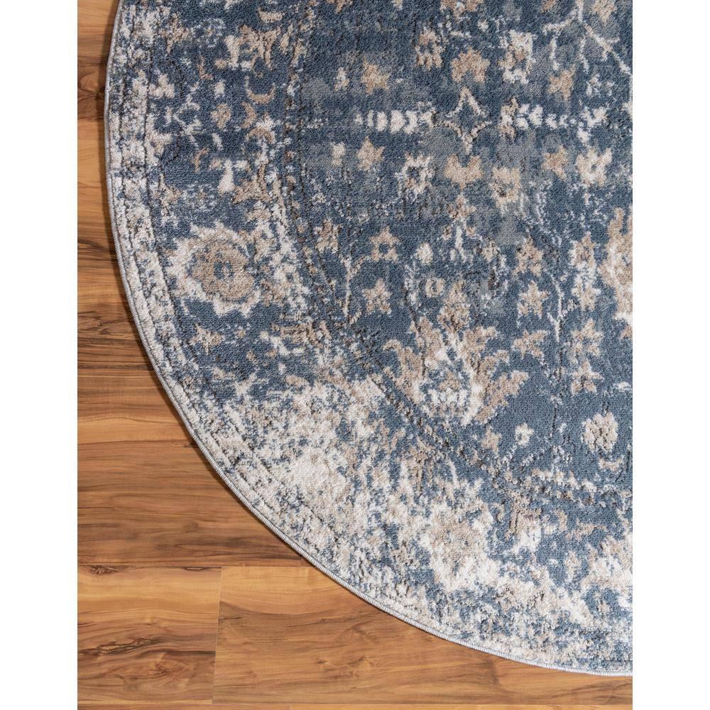 Unique Loom Portland Collection Area Rug - Central (3' 3" Round Blue/Beige)