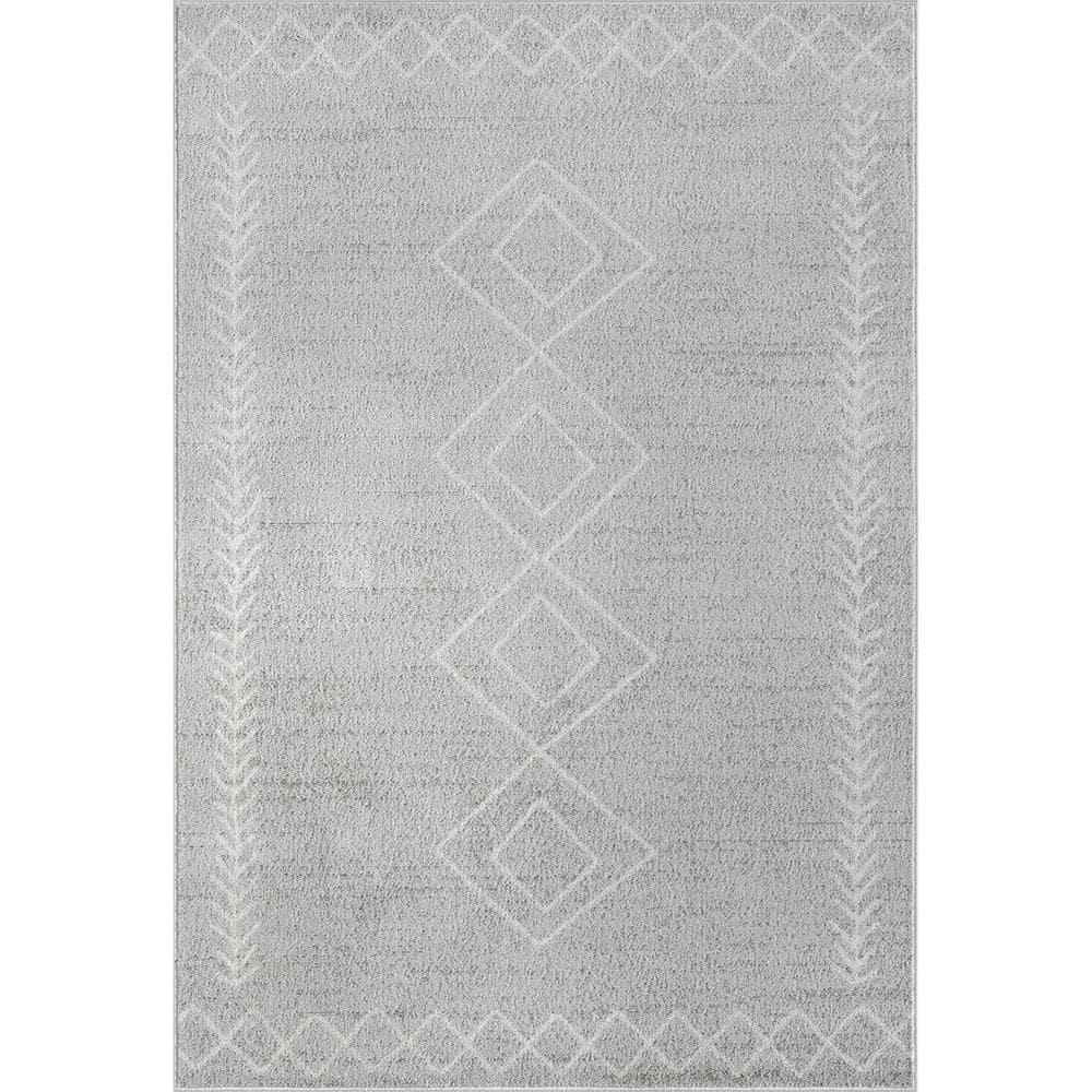 Geometric Performance Gray Area Rug