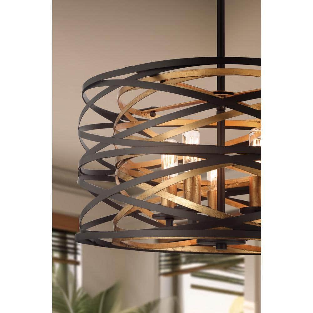 Minka Lavery Dark Bronze Mosaic Gold Pendant Chandelier 16" Wide Modern 5-Light Fixture for Dining Room House Foyer Kitchen Home