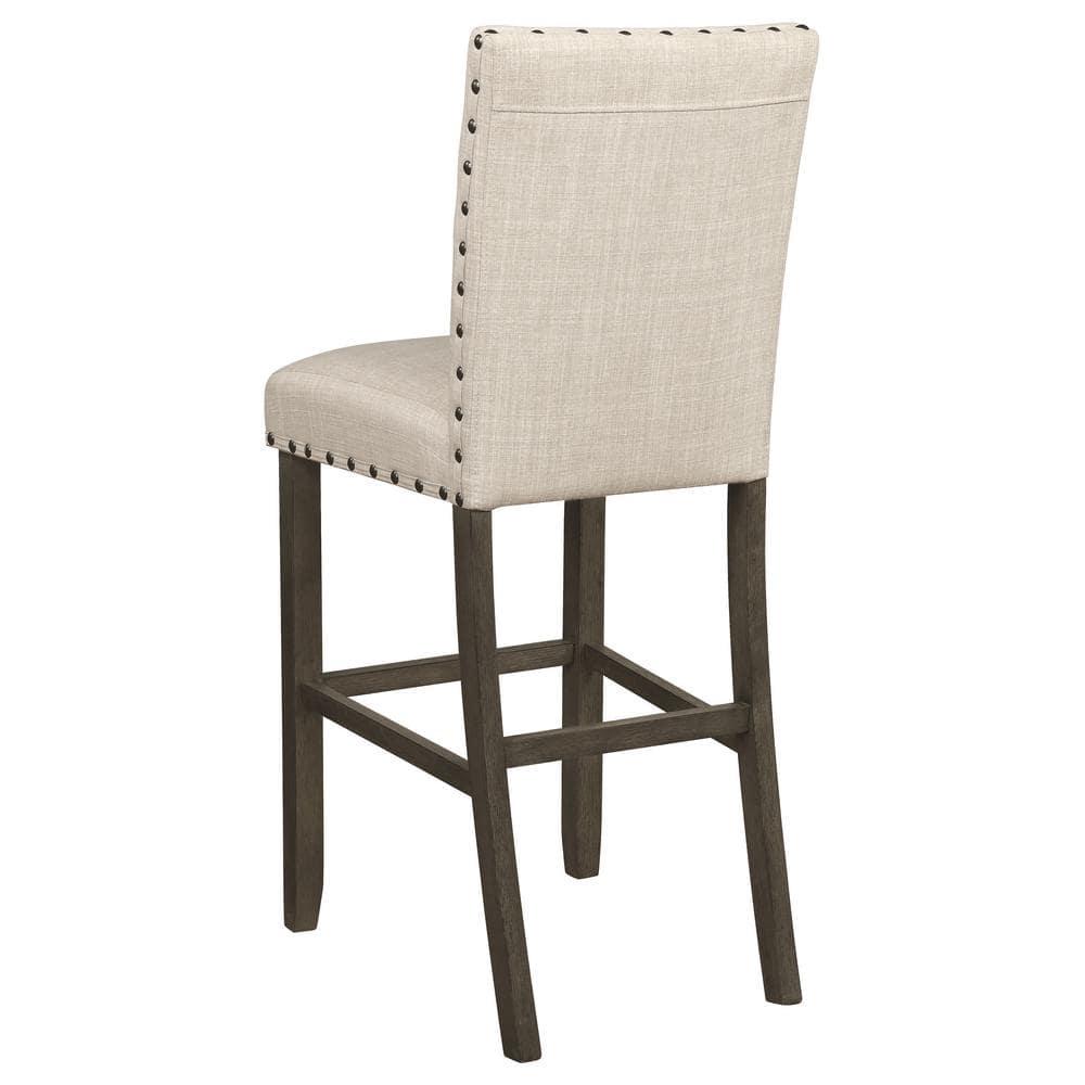 Coaster Solid Back Upholstered Fabric Bar Stools in Beige