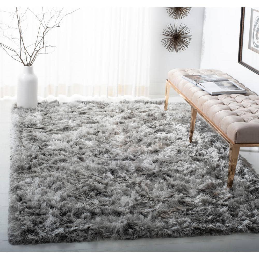 Ocean Shag OCG101 Hand Tufted Indoor Accent Rug - 4'x4' - Silver - Safavieh