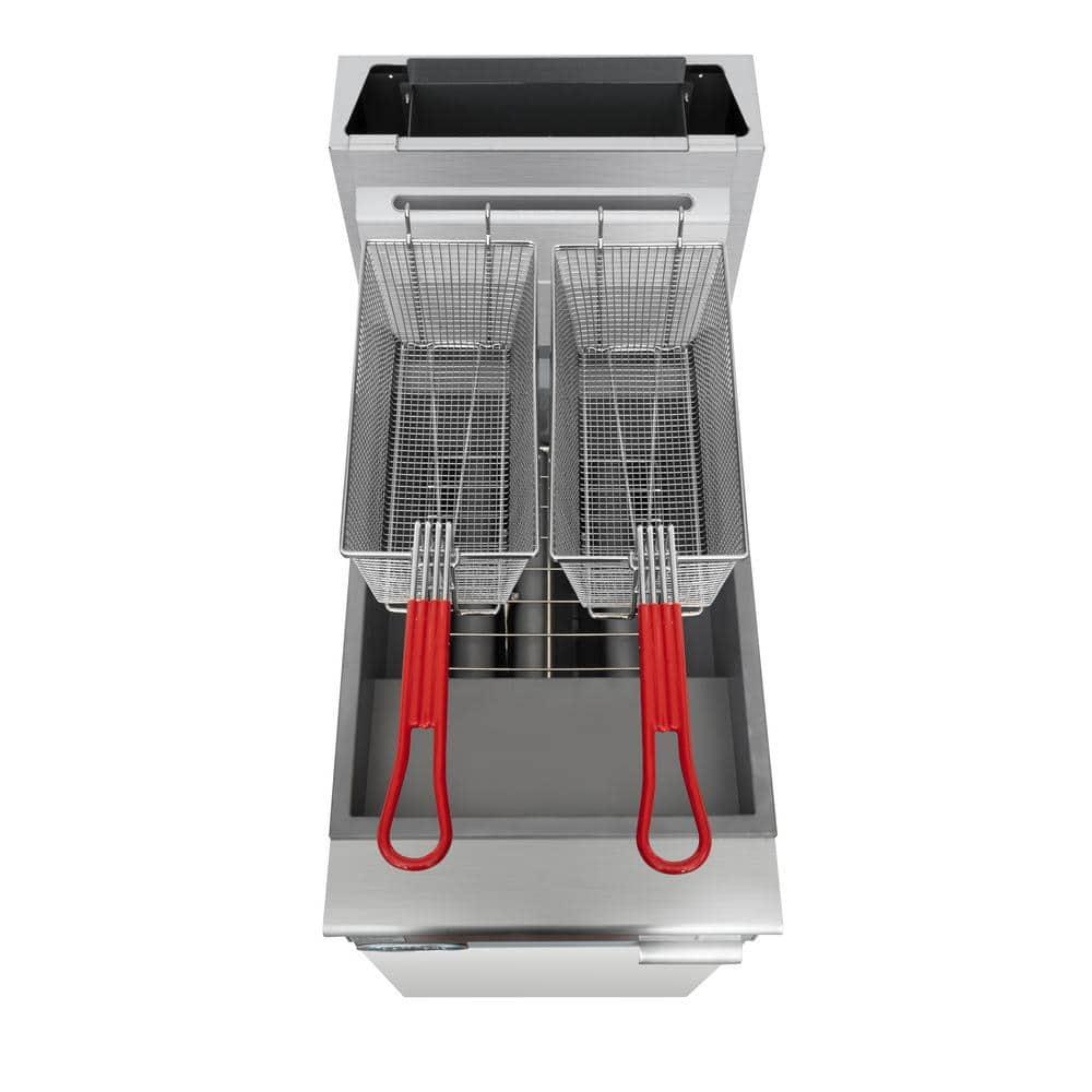 40 lb. Floor Standing Natural Gas Commercial Fryer with 90,000 BTU in Stainless-Steel, ETL Listed (KM-FDF40-NG)