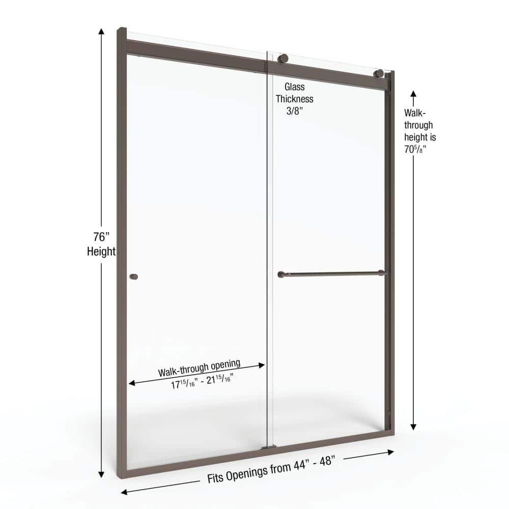 Rotolo 44" W X 76" H Bypass Semi-Frameless Shower Door