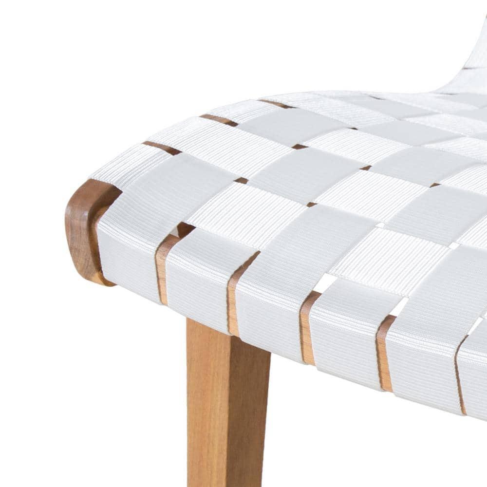 Morganton White and Teak Stationary Rope Weave Wood Outdoor Patio Lounge Chair (2-Pack)