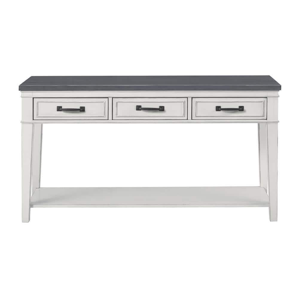 Martin Svensson Home Del Mar 3 Drawer Sofa Console Table White and Grey