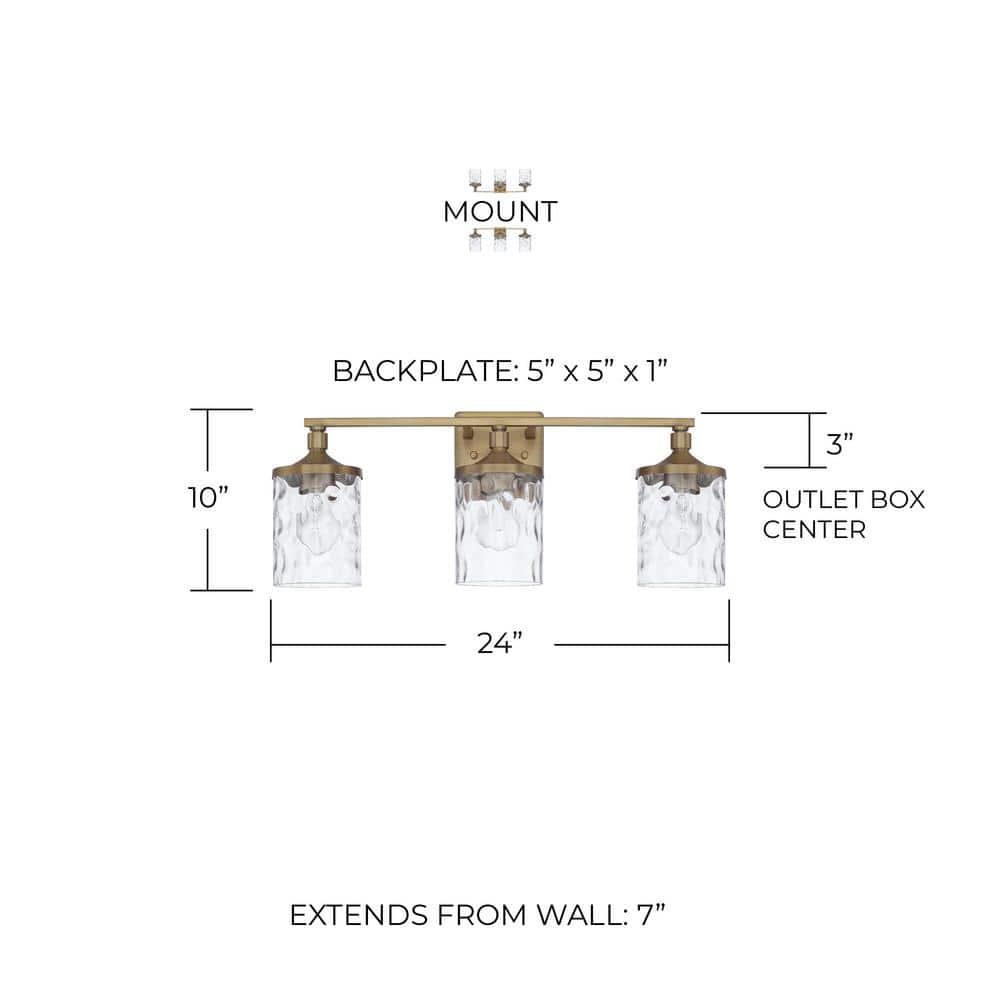 Capital Lighting 128831-451 Colton 3 Light 24" Wide Bathroom Vanity Light - Brass
