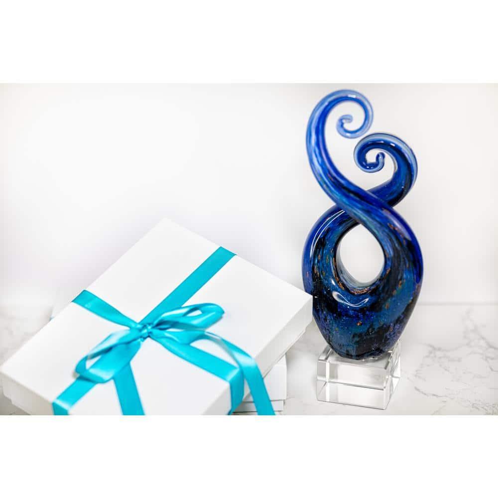 Monet Murano Style Art Glass Swirl Centerpiece on Crystal Base 10"