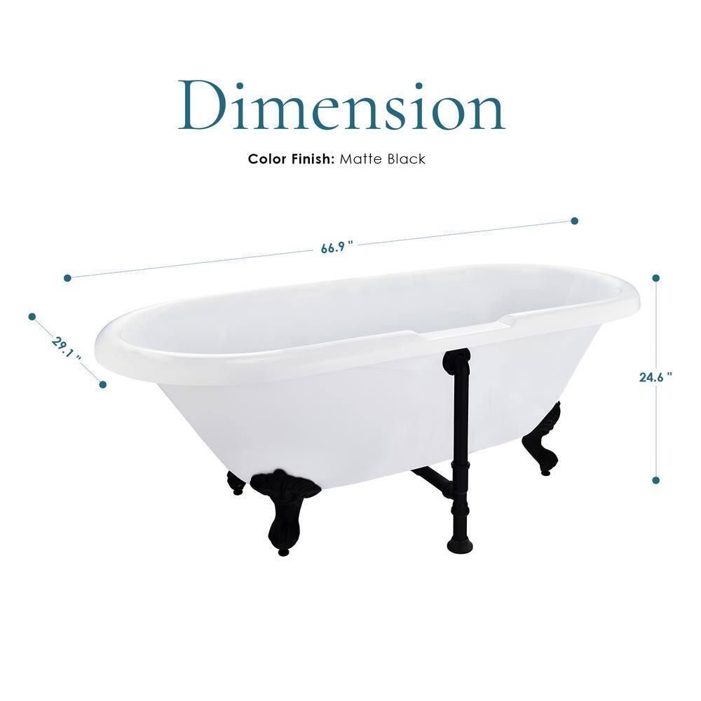 Altair 52167-BAT-GR-BB Kerta 66.9'' x 29.1'' Freestanding Soaking Acrylic Bathtub
