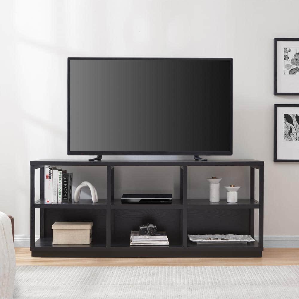 Evelyn&Zoe Thalia Rectangular TV Stand for TV's up to 75", Black