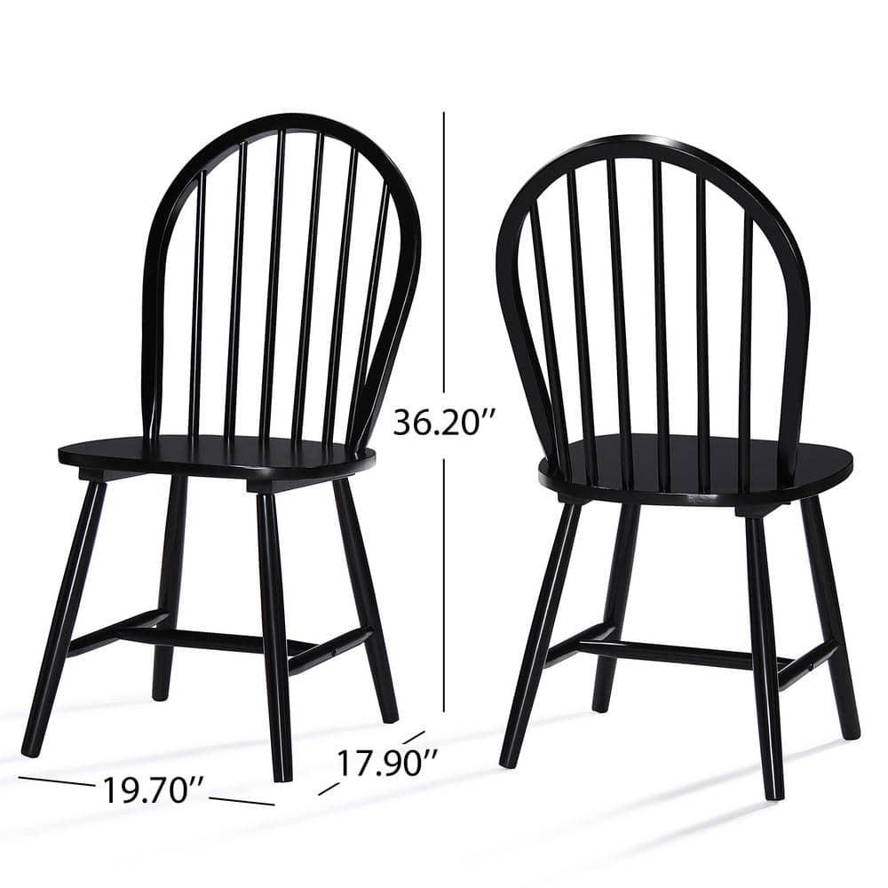 Noble House Conrad Farmhouse Rubberwood Dining Chairs, Set of 2, Black, White
