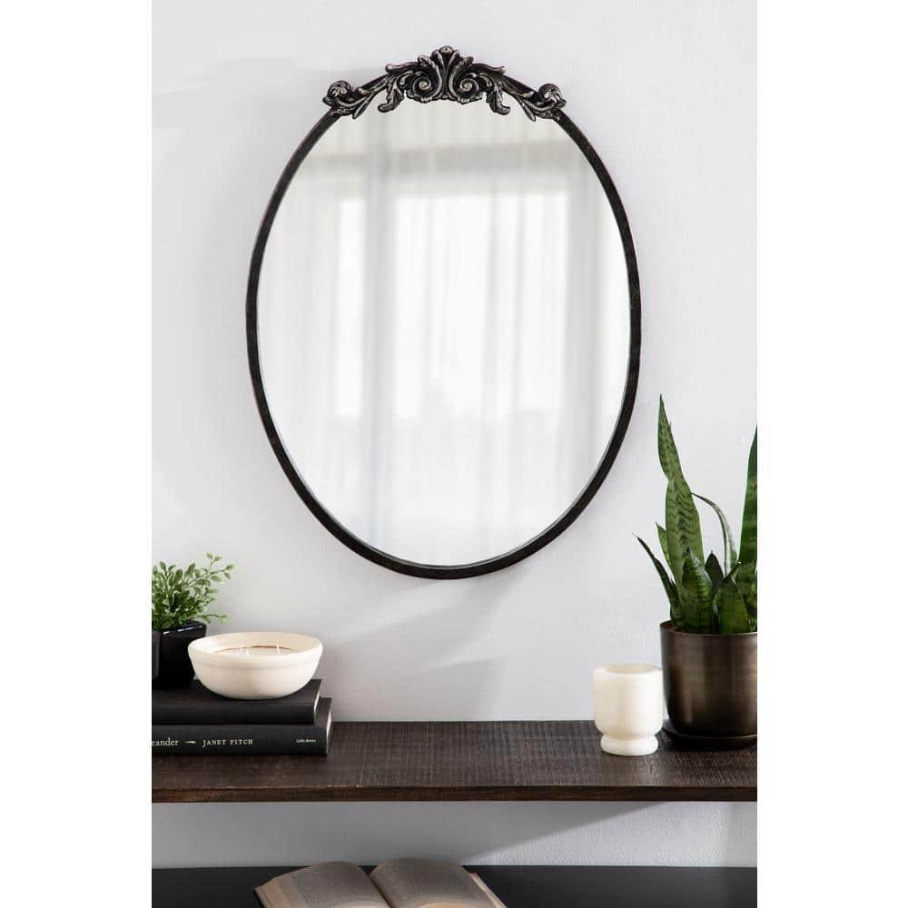 Kate & Laurel All Things Decor 18"x24" Arendahl Traditional Vertical Oval Wall Mirror: Ornate, Baroque-Inspired Design