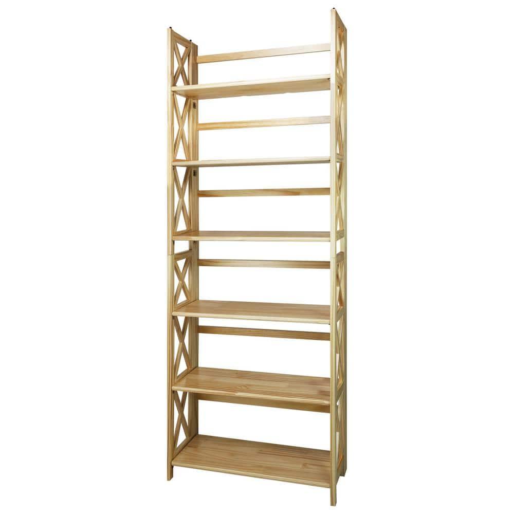 Natural Wood Montego 3-Shelf Stackable Bookcase with Doors