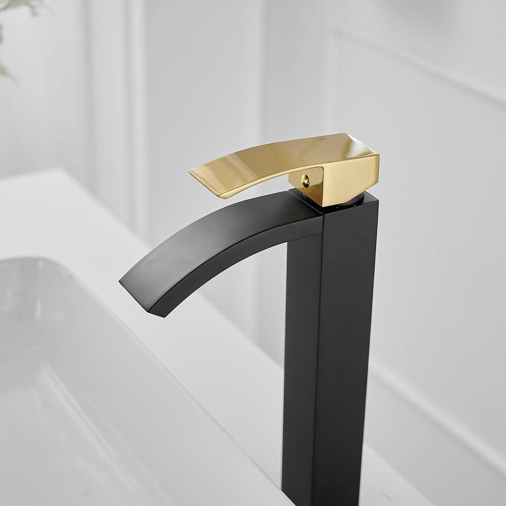 BWE Waterfall Single Hole Single Handle Bath Vessel Sink Faucet With Pop Up Drain Without Overflow