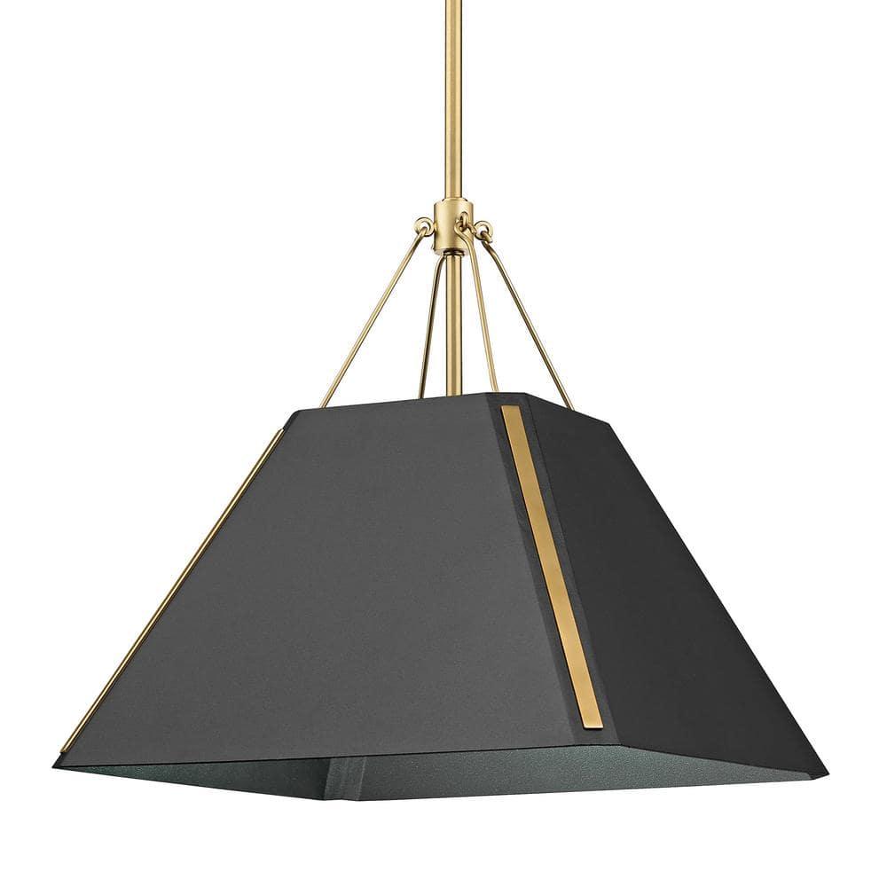 Golden Lighting Ranik 1-Light Pendant in Brushed Champagne Bronze with Natural Black
