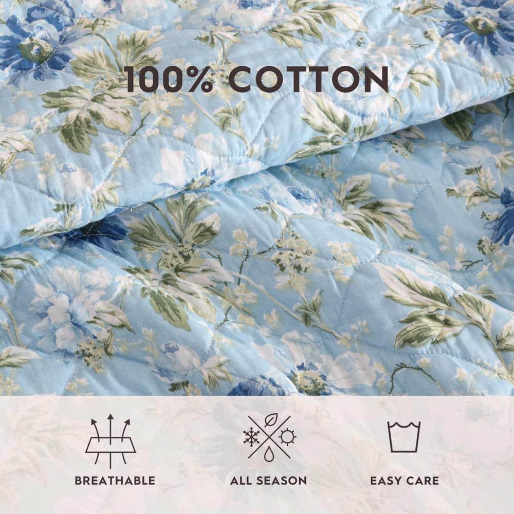 Laura Ashley Standard Cotton Reversible Quilt Set