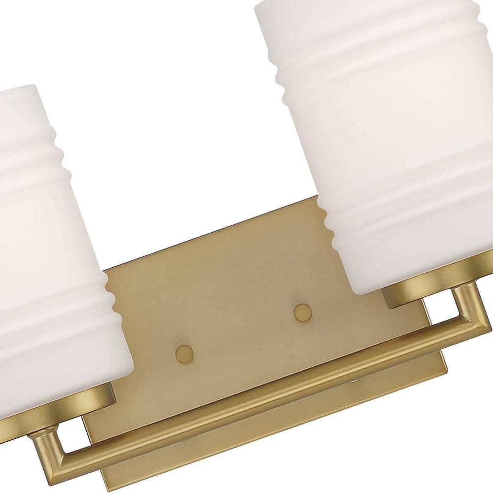 Designers Fountain Leavenworth 2 Light Brushed Gold Bathroom Vanity Light Fixture, D257M-2B-BG