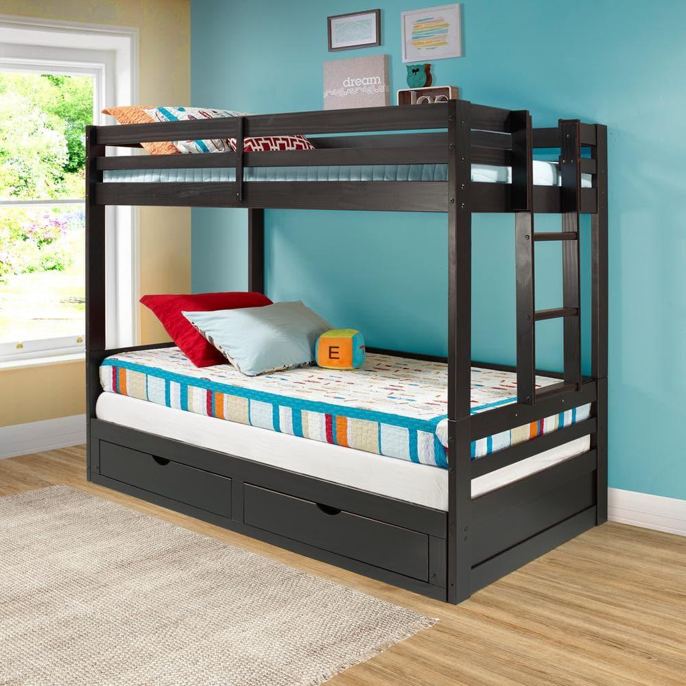 Alaterre Furniture Jasper Twin to King Extending Day Bed with Storage Drawers, Espresso