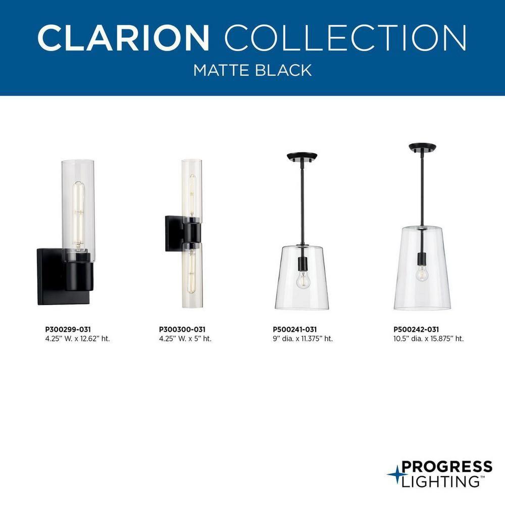 P500429-31M-Progress Lighting-Clarion - 1 Light Pendant In Contemporary Style-11.37 Inches Tall and 9 Inches Wide-Matte Black Finish    -Traditional