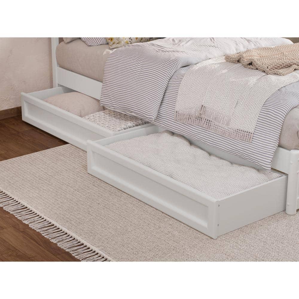 AFI, Andorra Twin XL Platform Bed with Panel Footboard and Storage Drawers, White