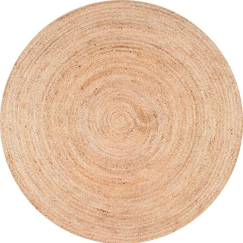 Nuloom 4 Round Rigo Jute Hand Woven Indoor Area Rug, Natural, Solid Farmhouse Design, Natural Fiber Bedroom, Living Room, Kitchen,