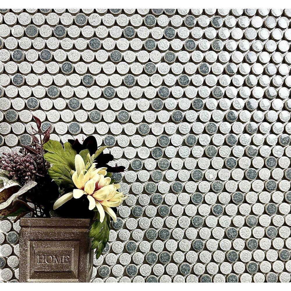Classical Lantern Blue Ornate 12" x 12" Straight Edge Porcelain Mosaic Tile