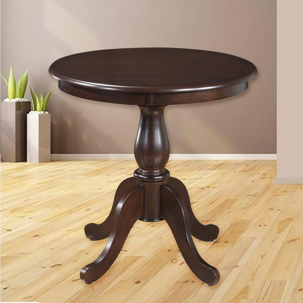 Carolina Living 30" Salem Round Pedestal Dining Table Espresso: Rubberwood, MDF, Non-Extension