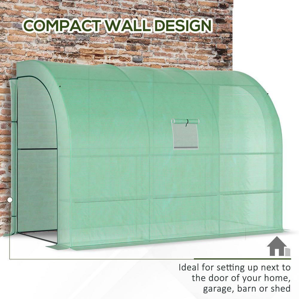 Outsunny 118" x 59" x 83.75" Outdoor Walk-In Greenhouse, Plant Nursery with Roll-up Window, PE Cover, and 3-Tier Wire Shelves, Green