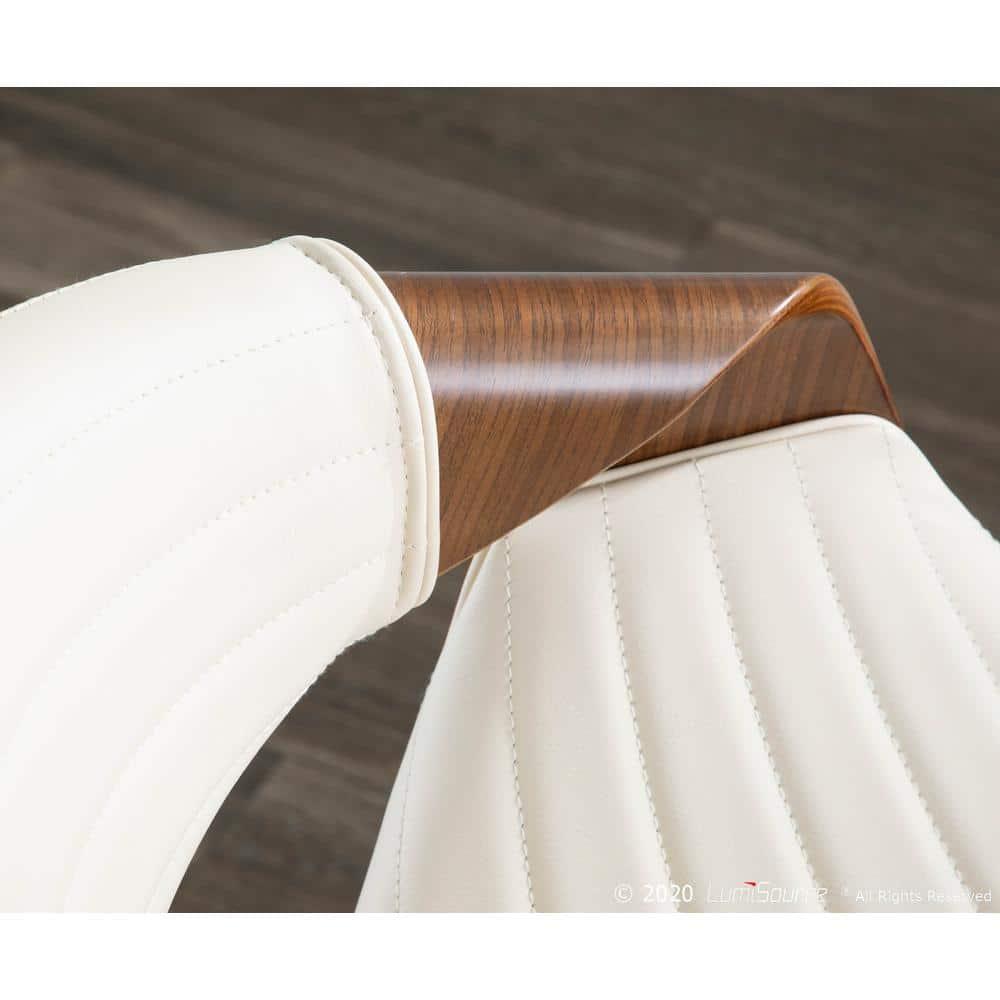 Symphony Mid-Century Modern Dining Accent Chair Walnut/Cream - LumiSource: Upholstered, Wood Legs, 250lb Capacity
