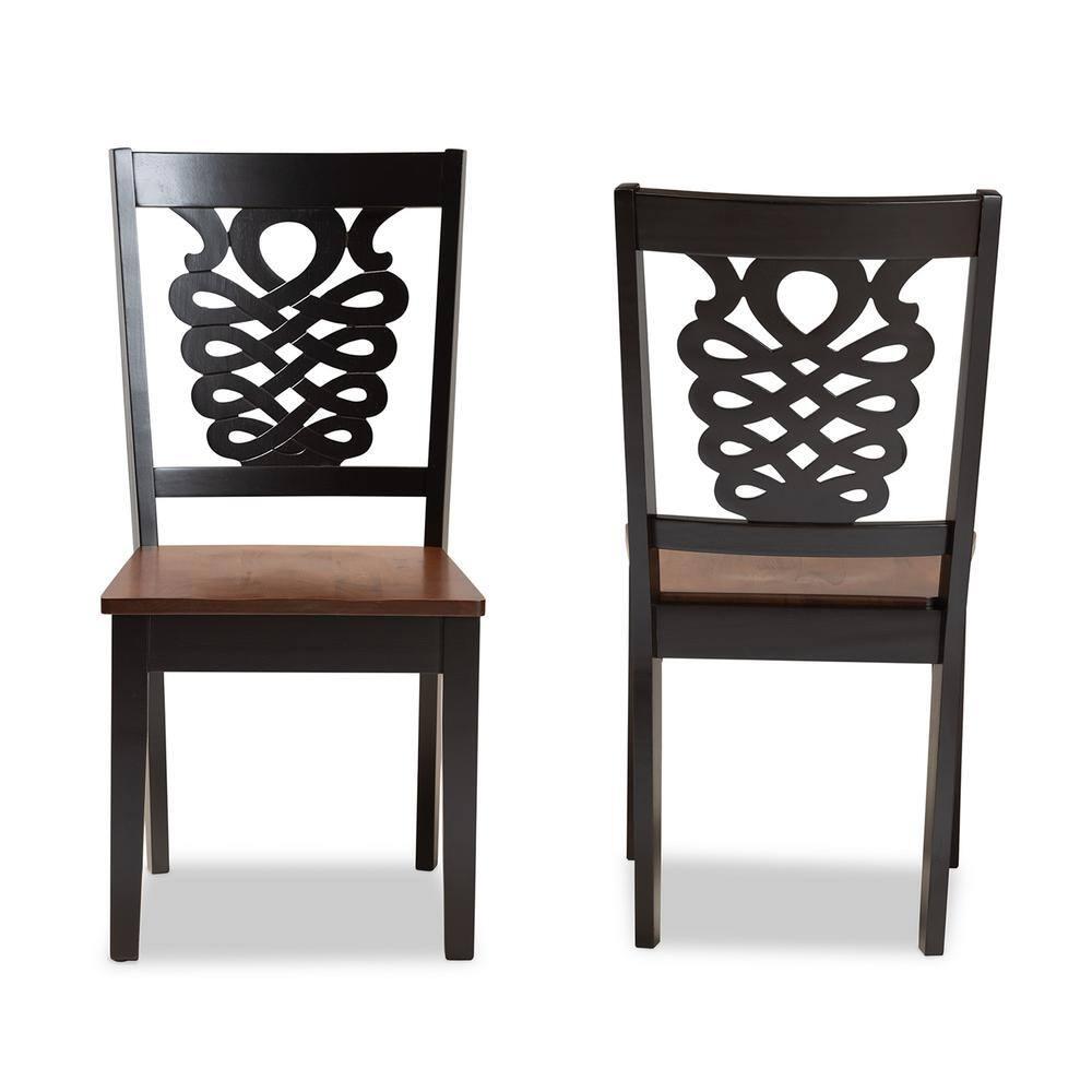 2pc Wood Gervais Two-Tone Dining Chair Set Dark Brown - Baxton Studio