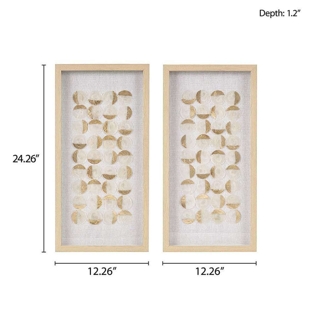 Mercury Row® Zeringue Emblem Natural Capiz with Gold Foil Shadowbox Wall Décor (Set of 2)