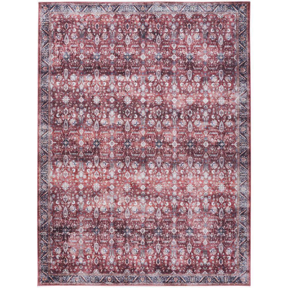Nourison Washable Brilliance 5'3" x 7'3" Brick/Ivory Vintage Indoor Rug