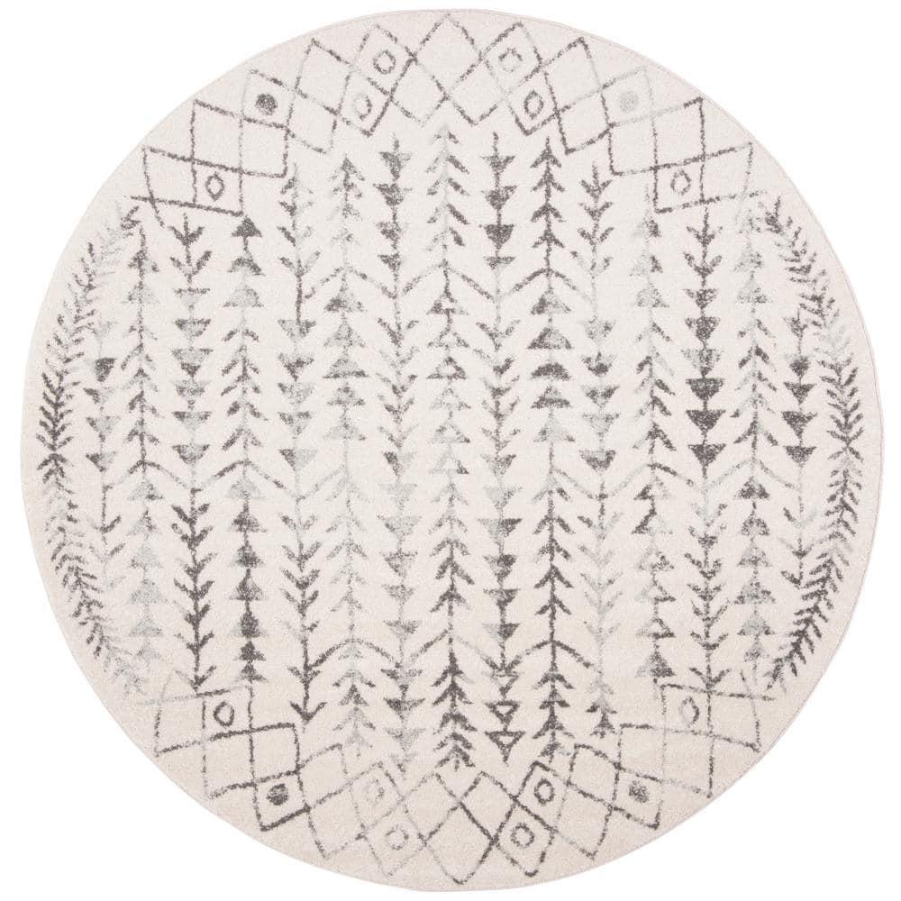 Tulum TUL262 Power Loomed Area Rug - Ivory/Grey - 3' round - Safavieh.