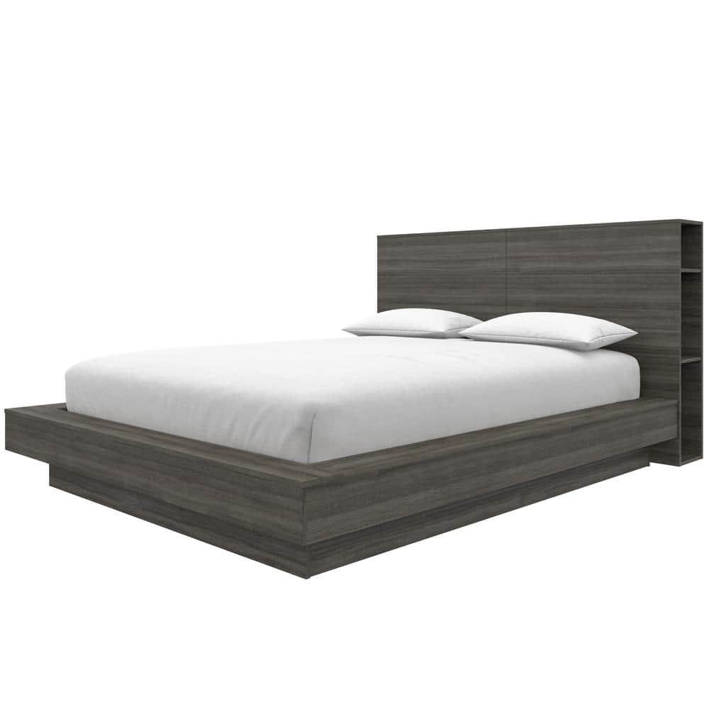 Nexera Marconi Platform Bed Set In Grey Oak