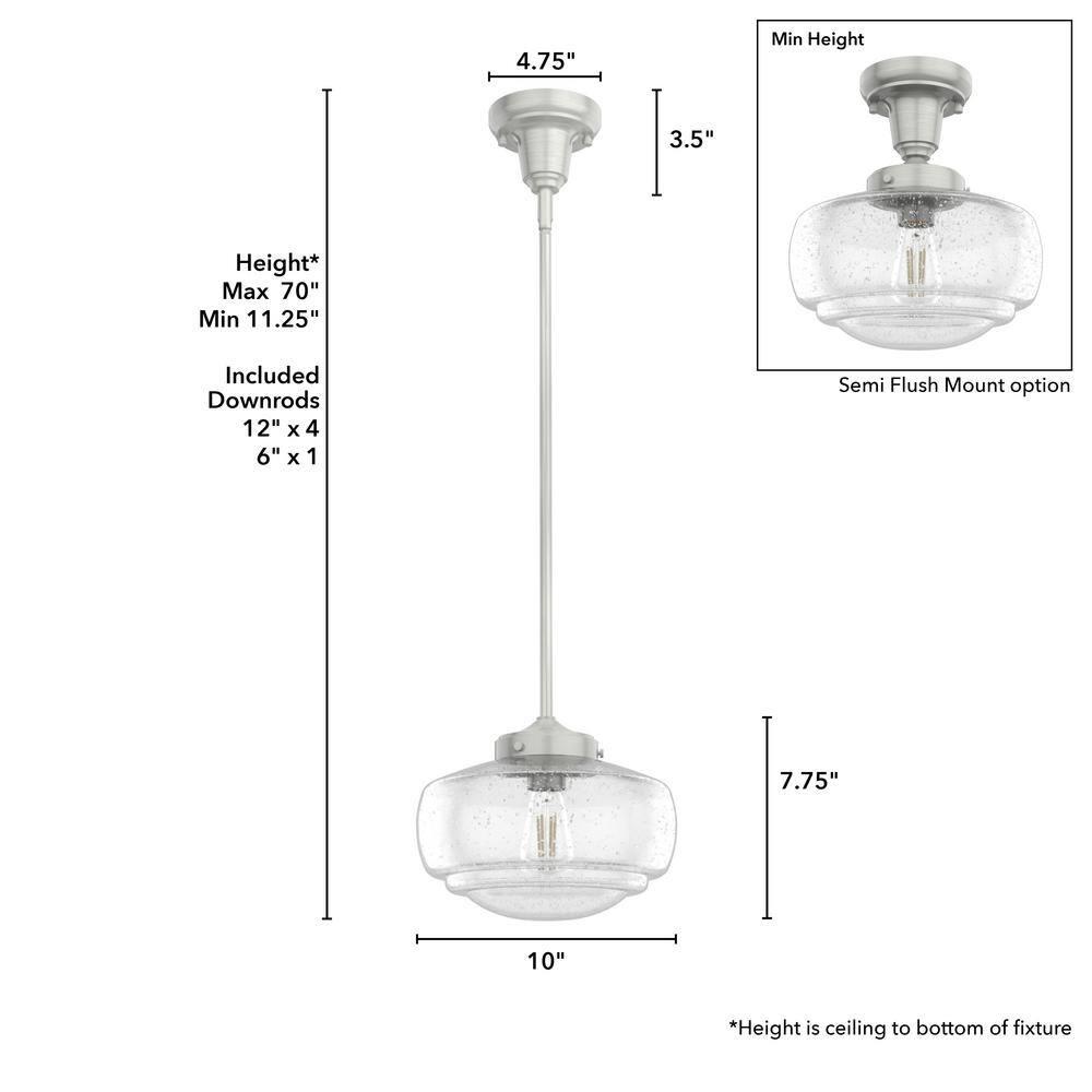 Saddle Creek 1 - Light Single Schoolhouse Pendant with Glass