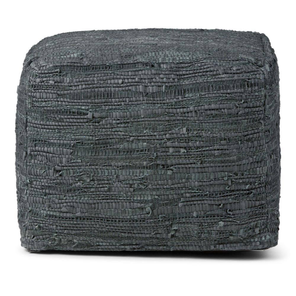 Simpli Home Fredrik 18"W Genuine Buffalo Leather Square Pouf & Reviews | Wayfair