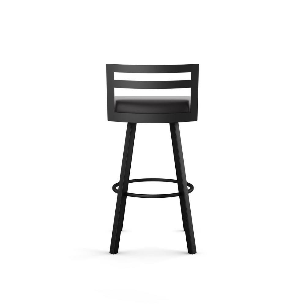 Amisco Derek 30 In. Swivel Bar Stool - Black Faux Leather / Black Metal
