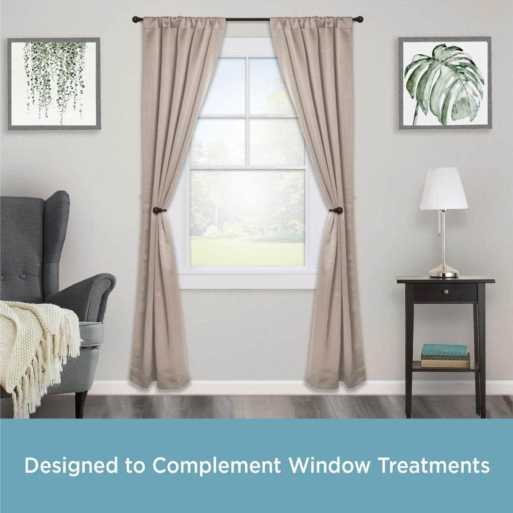 Kenney Berkley Ball End Curtain Rod & Holdback Set, 28-48" and 48-86" Adjustable Lengths, 5/8" Dia. Steel Tube