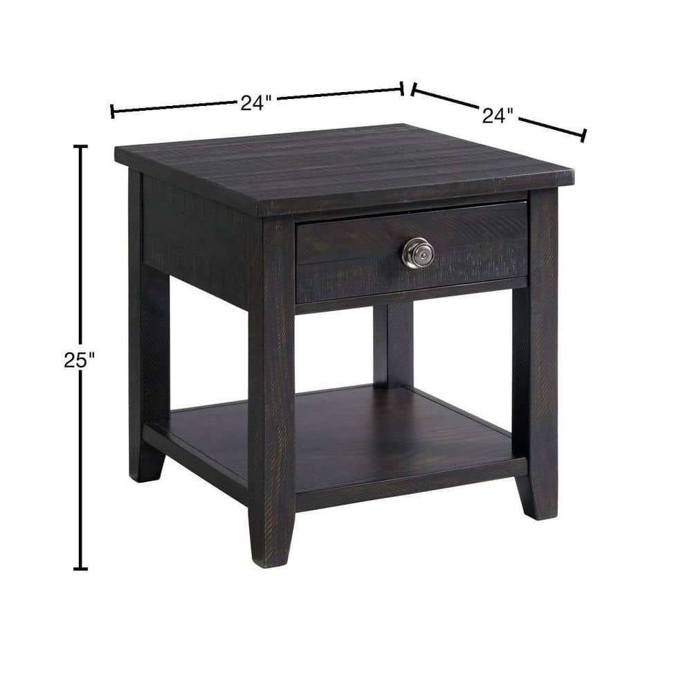 Picket House Furnishings Kahlil End Table with Drawer Espresso : Mid-Century Modern, Acacia & Pine Frame, Spot Clean
