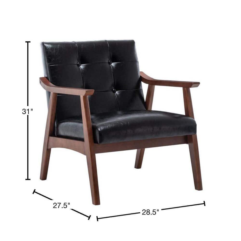 Convenience Concepts Take a Seat Natalie Accent Chair, Black Faux Leather/Espresso