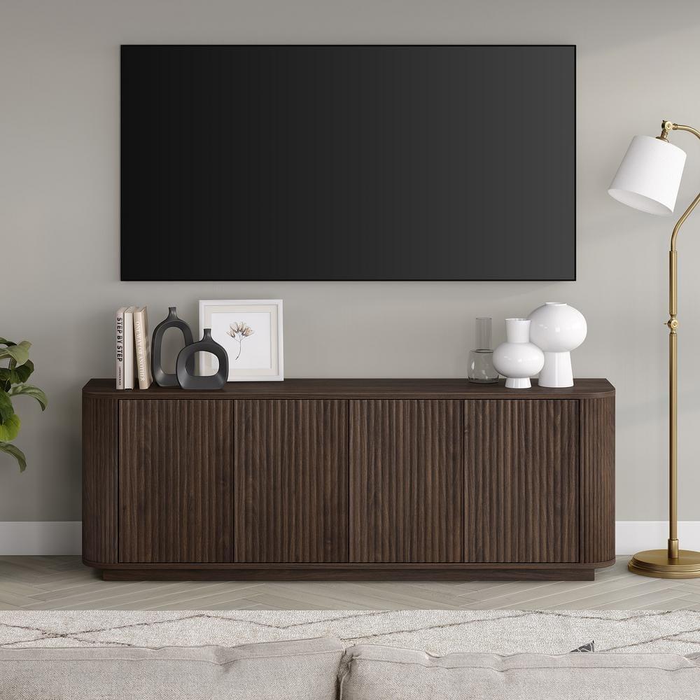 Evelyn&Zoe Canton Transitional TV Stand For TVs up to 75", Alder Brown