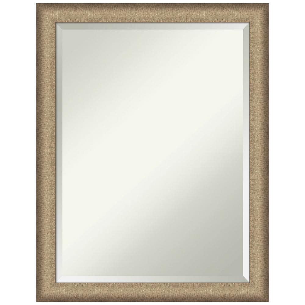 21" x 27" Elegant Brushed Framed Bathroom Vanity Wall Mirror Bronze - Amanti Art: Satin Finish, Polystyrene Frame, Wall Mounted