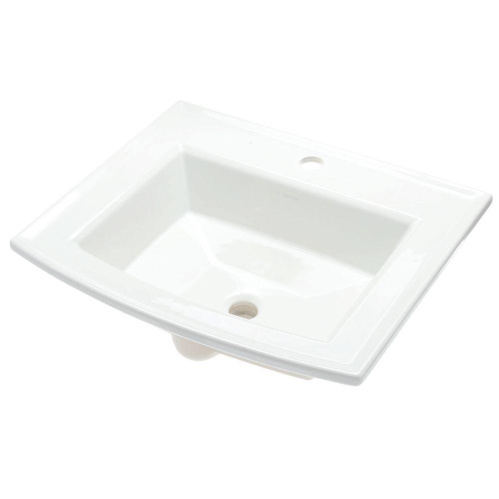 Archer® Vitreous China Rectangular Drop-In Bathroom Sink with Overflow