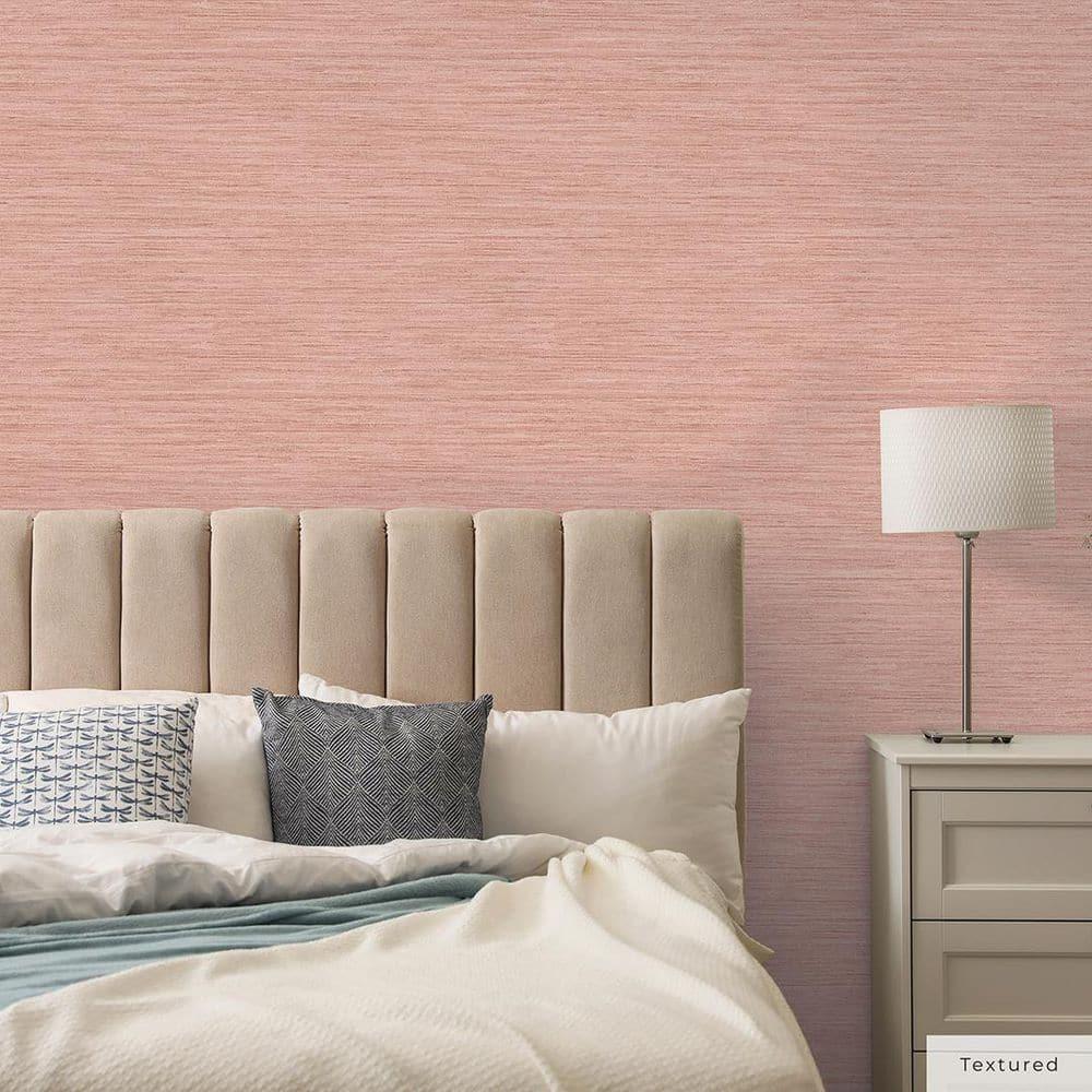 Tempaper & Co.® Fauz Horizontal Grasscloth Removable Peel and Stick Wallpaper, Textured Salmon, 28 sq. ft.: Vinyl, Prepasted