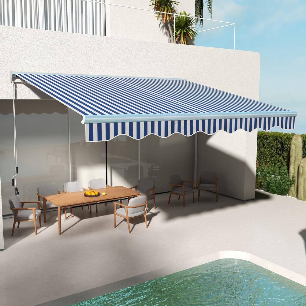 Outsunny Polyester Cover Retractable Patio Awning