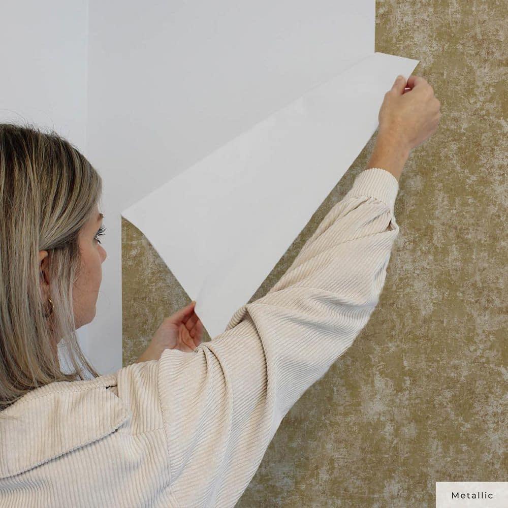 Tempaper & Co. Distressed Gold Removable Peel and Stick Wallpaper, Gold Leaf, 28 sq ft: Nursery, Botanical, Vinyl, Self-Adhesive