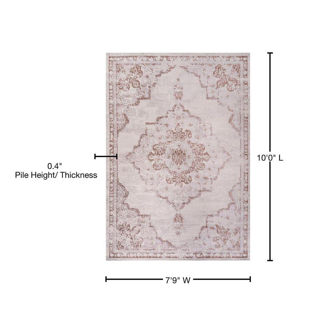 8'x10' Alhambra Ornate Medallion Modern Area Rug, Cream/Red - JONATHAN Y