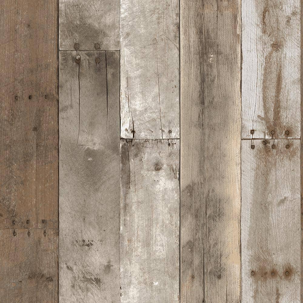 Tempaper Repurposed Wood Weathered Peel and Stick Wallpaper, 20.5" x 16.5'