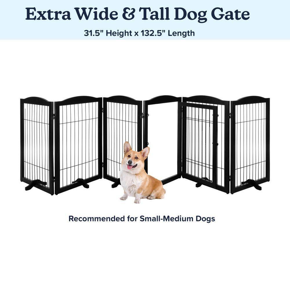 PETMAKER Pet Gate - 6-Panel Indoor Folding Dog Fence for Stairs or Doorways - 132.5x31.5-Inch Freestanding Play Pen with Support Feet