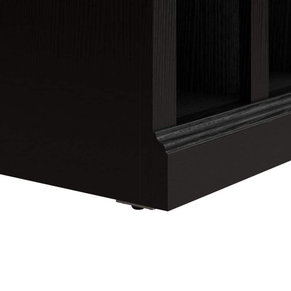 Bowery Hill 40" Engineered Wood Hall Tree and Shoe Bench w/ Shelves in Black Oak